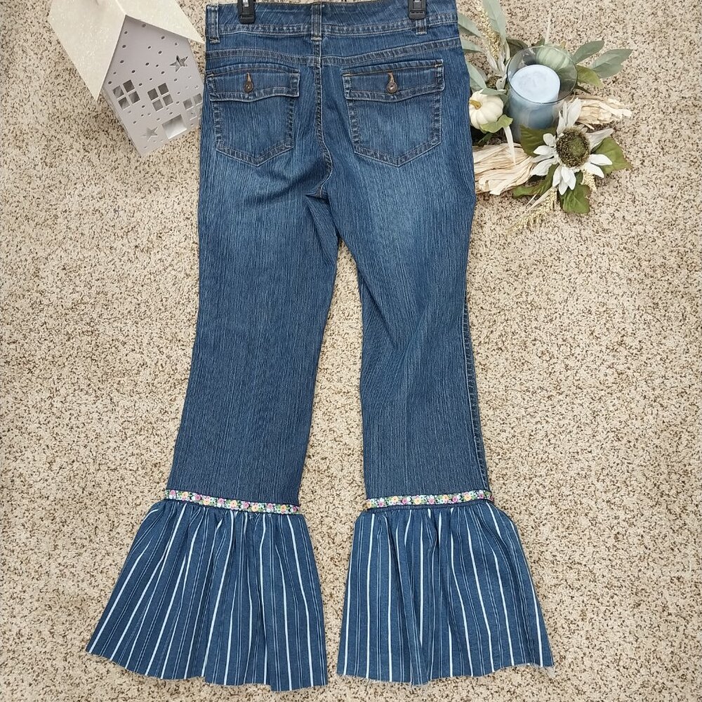 3436 Size 10 Gloria Vanderbilt Upcycled Ruffle Leg Jeans - Picture 5 of 7